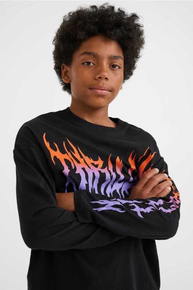 Jersey H&M Printed Shirt Niños Negros | 136984UTZ