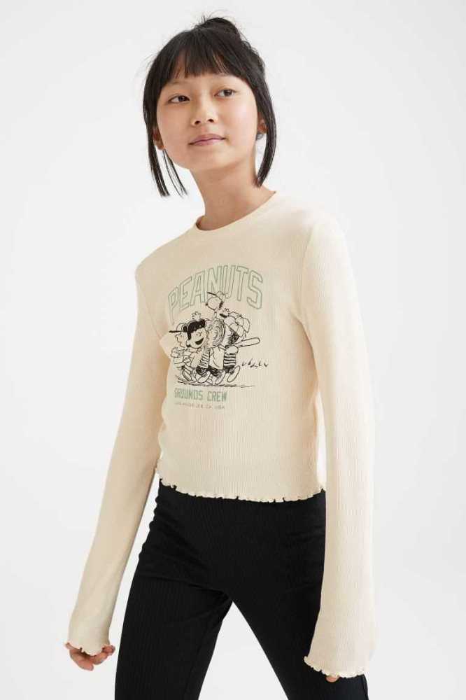 Jersey H&M Printed Top Niños Beige Claro | 148652YIP