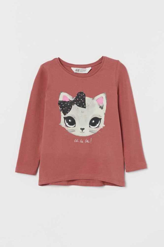 Jersey H&M Printed Top Niños Rojos Oscuro | 347106ZTH