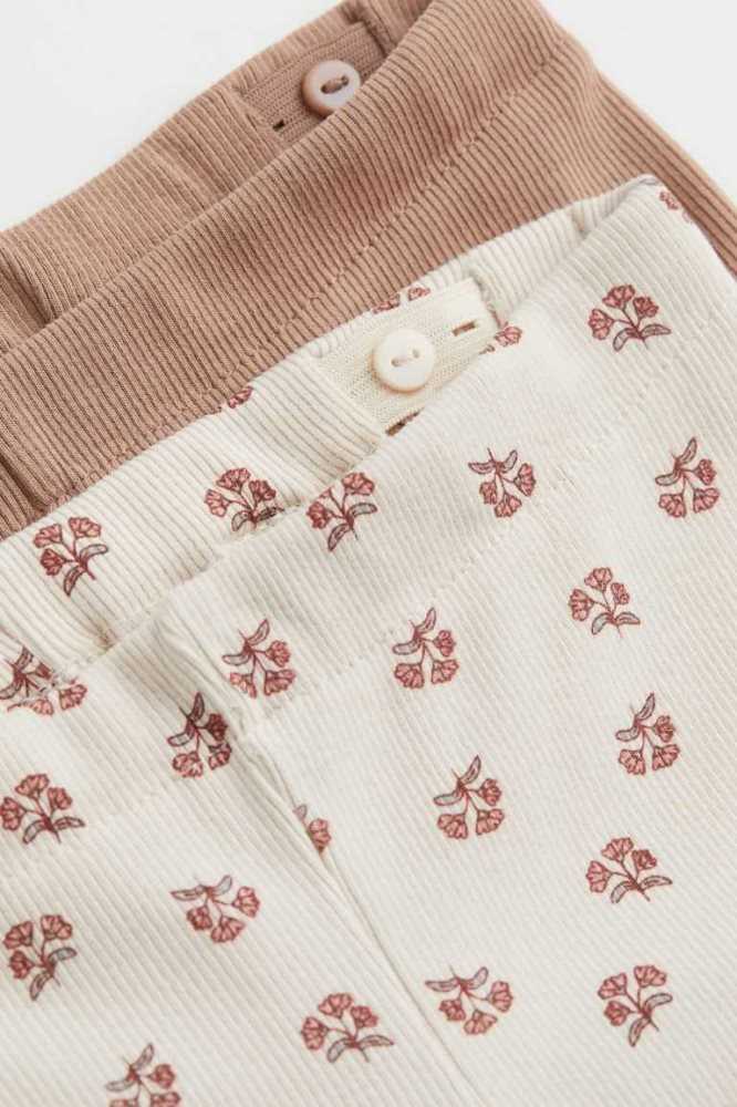 Leggins H&M 2-pack Acanalado Algodon Niños Beige Oscuro | 968750LRO