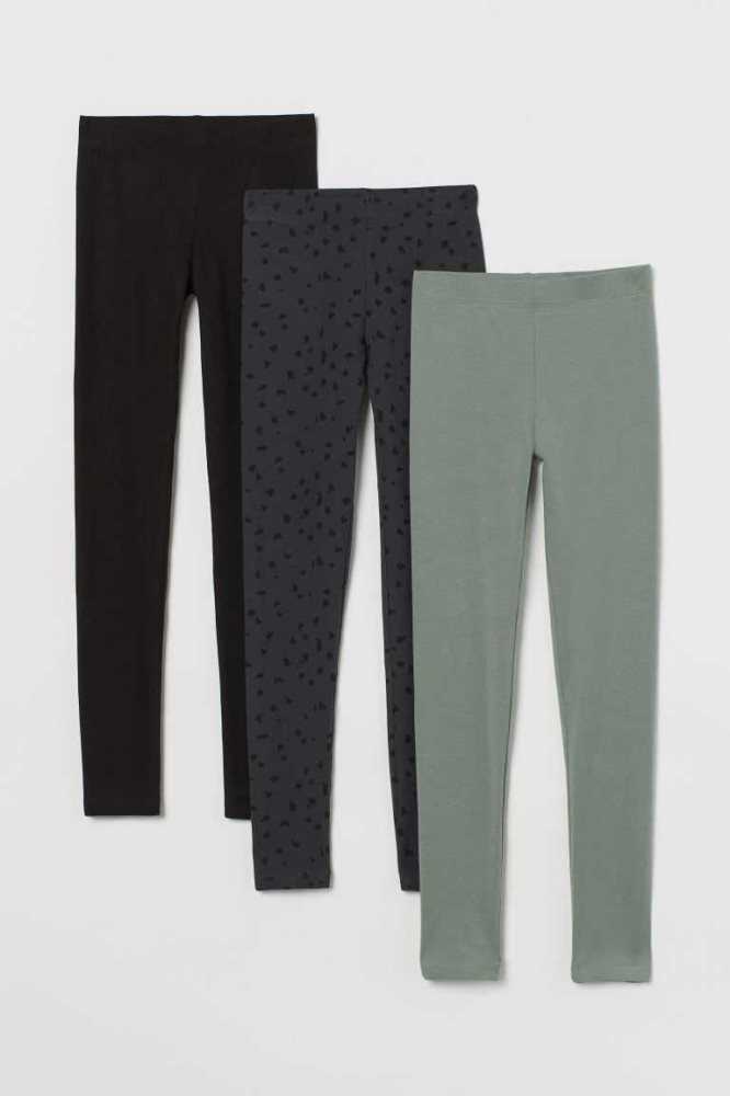 Leggins H&M 3-pack Algodon Niños Negros | 752391RWP