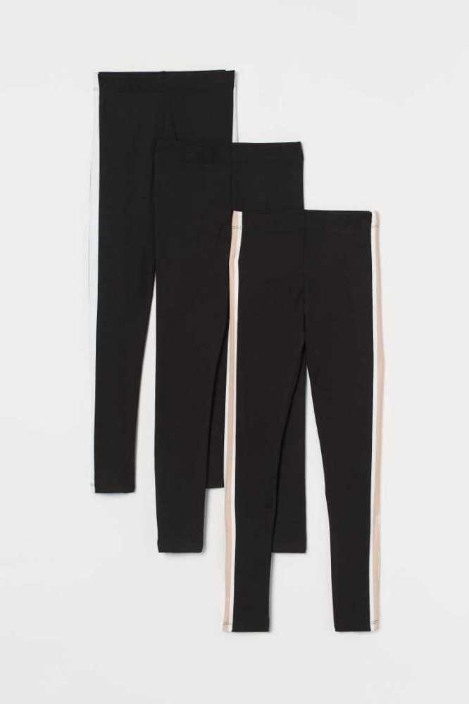 Leggins H&M 3-pack Algodon Niños Negros | 752391RWP