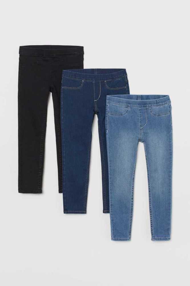 Leggins H&M 3-pack Denim Niños Azules Claro Grises Oscuro | 481762FSY