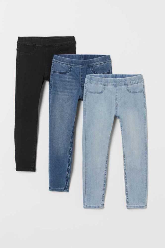 Leggins H&M 3-pack Denim Niños Azules Claro Grises Oscuro | 481762FSY