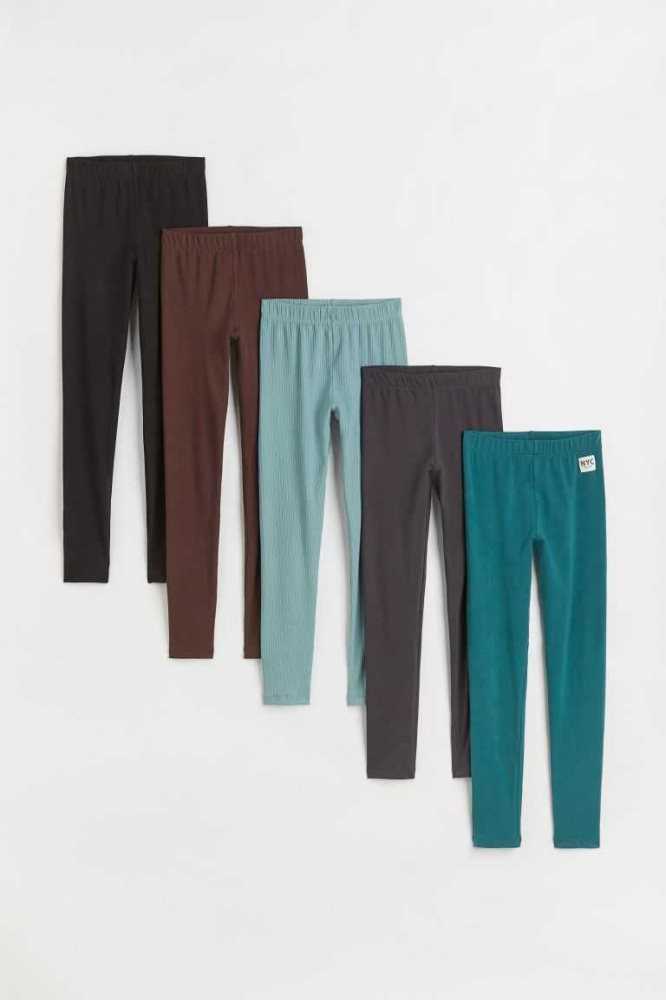 Leggins H&M 5-pack Niños Turquesa Grises Oscuro Azules | 391750PFX