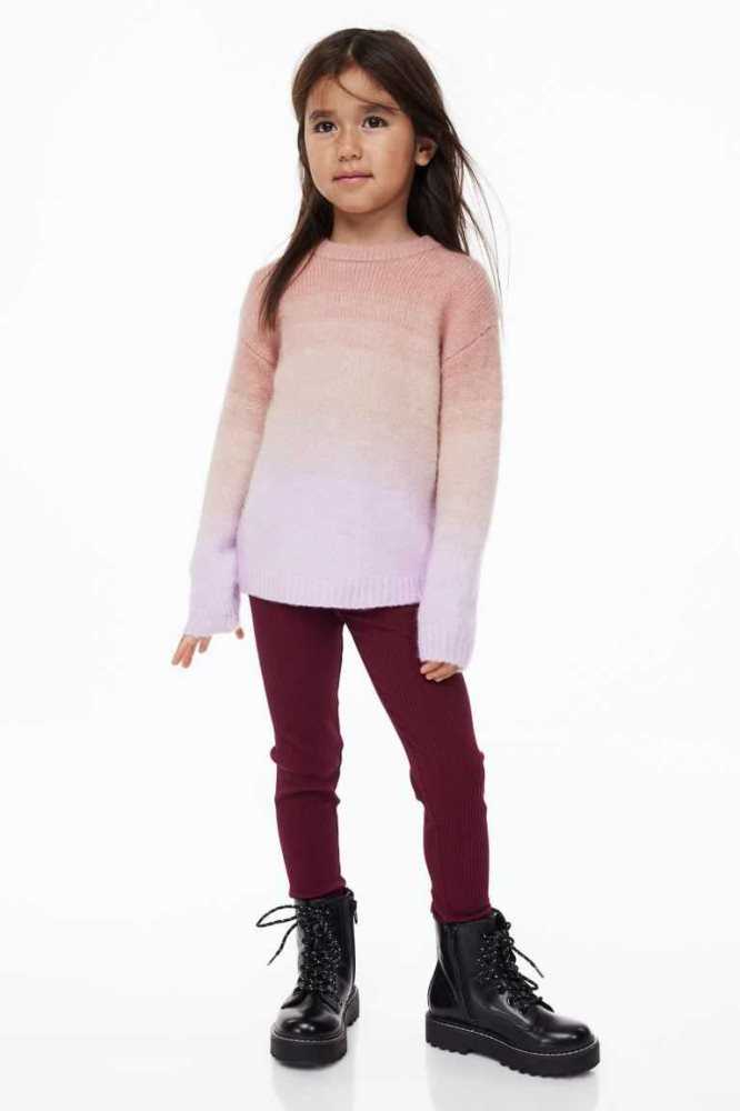 Leggins H&M Acanalado Algodon Niños Rosas | 564821WDM