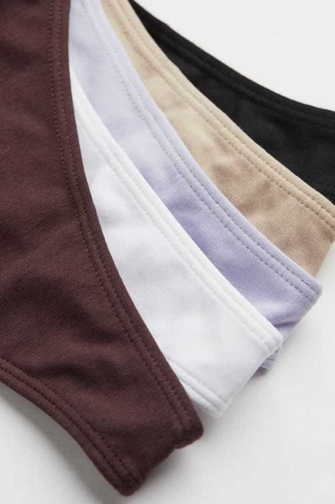 Lencería H&M 10-pack Algodon Tanga Briefs Mujer Blancos Negros | 579843GJM