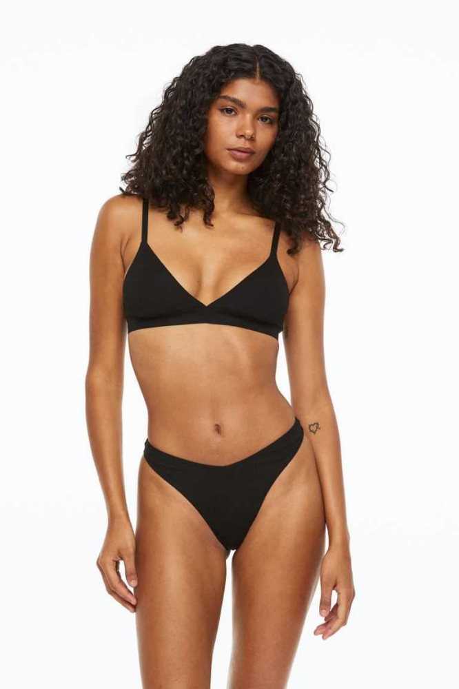 Lencería H&M 2-pack Acanalado Bra Tops Mujer Rojos Negros | 127035PNE