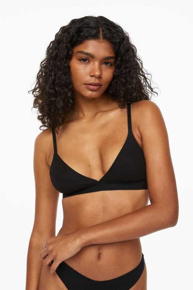 Lencería H&M 2-pack Acanalado Bra Tops Mujer Rojos Negros | 127035PNE