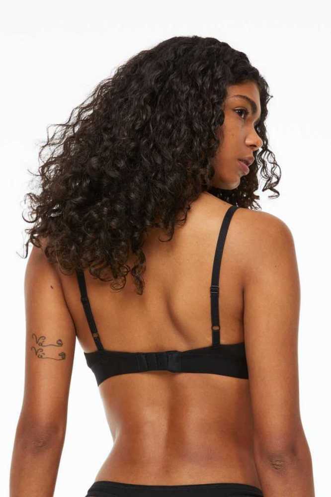 Lencería H&M 2-pack Acanalado Bra Tops Mujer Negros | 594368UEM