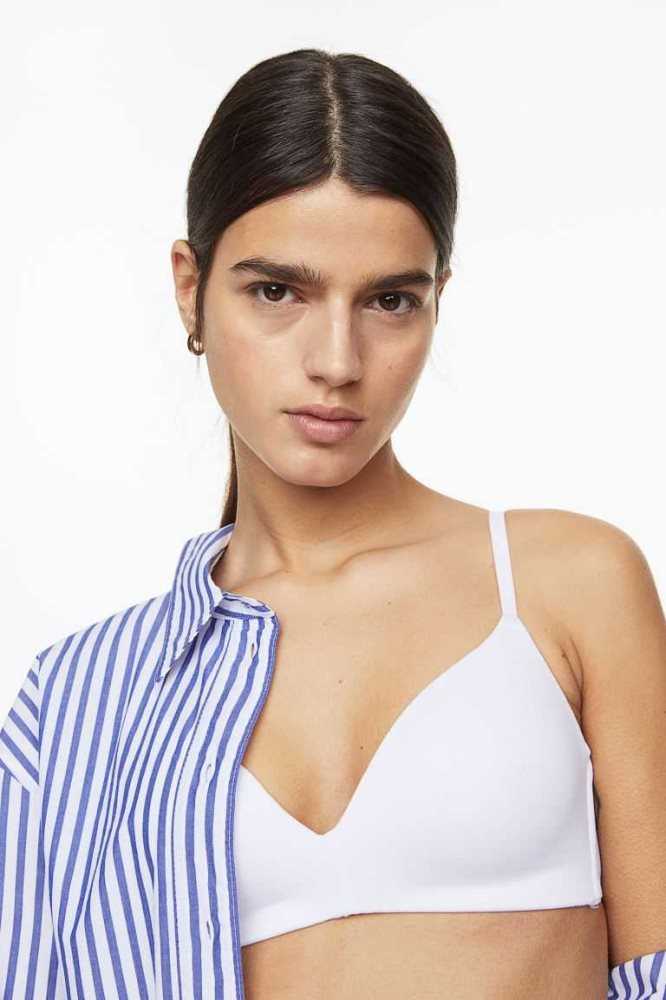 Lencería H&M 2-pack Acolchado Algodon Bras Mujer Blancos Negros | 589143DVJ