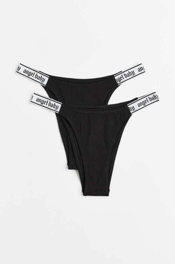 Lencería H&M 2-pack Algodon Tanga Briefs Mujer Rosas Blancos | 715920FVX