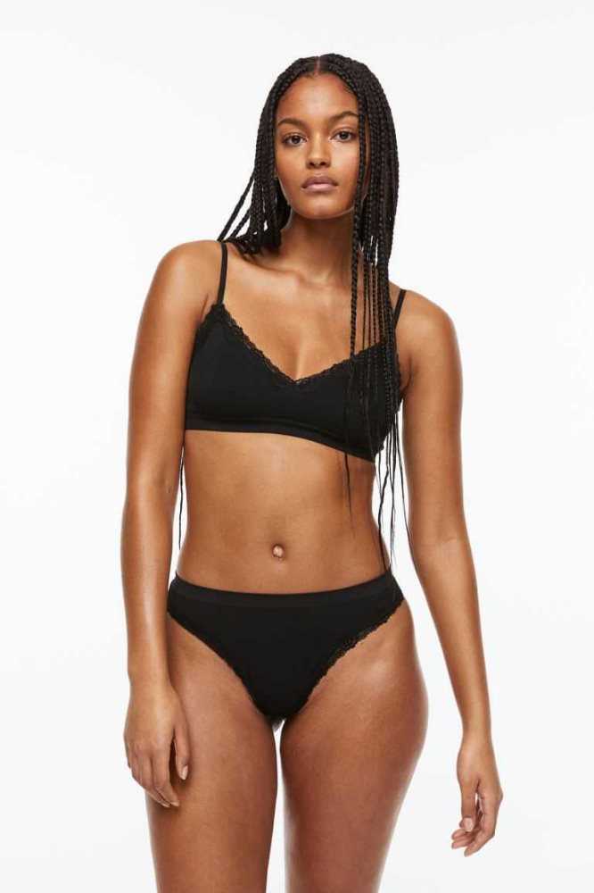 Lencería H&M 2-pack Brazilian Briefs Mujer Negros | 702398HCO