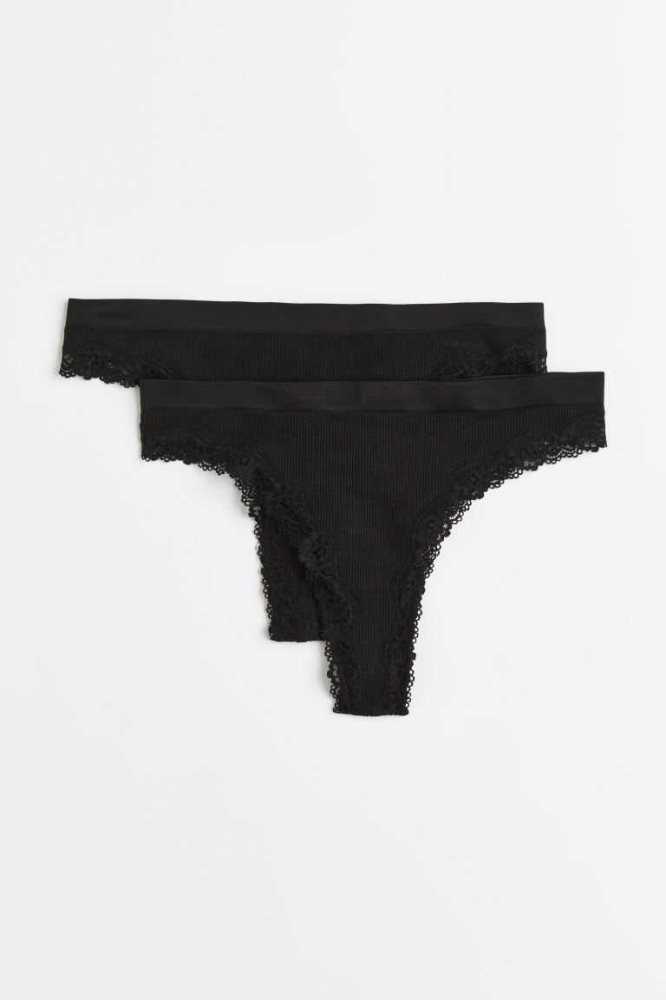 Lencería H&M 2-pack Brazilian Briefs Mujer Negros | 702398HCO