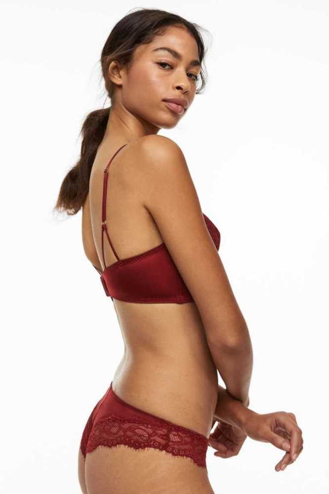 Lencería H&M 2-pack Encaje Brazilian Briefs Mujer Rojos Oscuro | 307921YTO