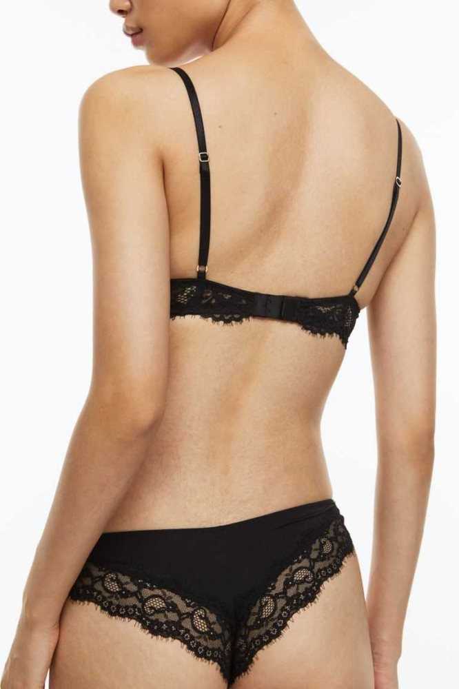 Lencería H&M 2-pack Encaje Brazilian Briefs Mujer Negros Leopardo | 954382GNY