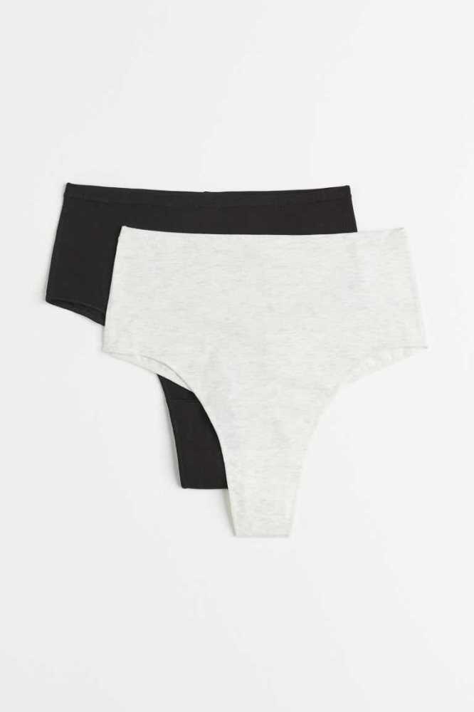 Lencería H&M 2-pack Light Shaping Brazilian Briefs Mujer Grises Claro Negros | 746328OLR