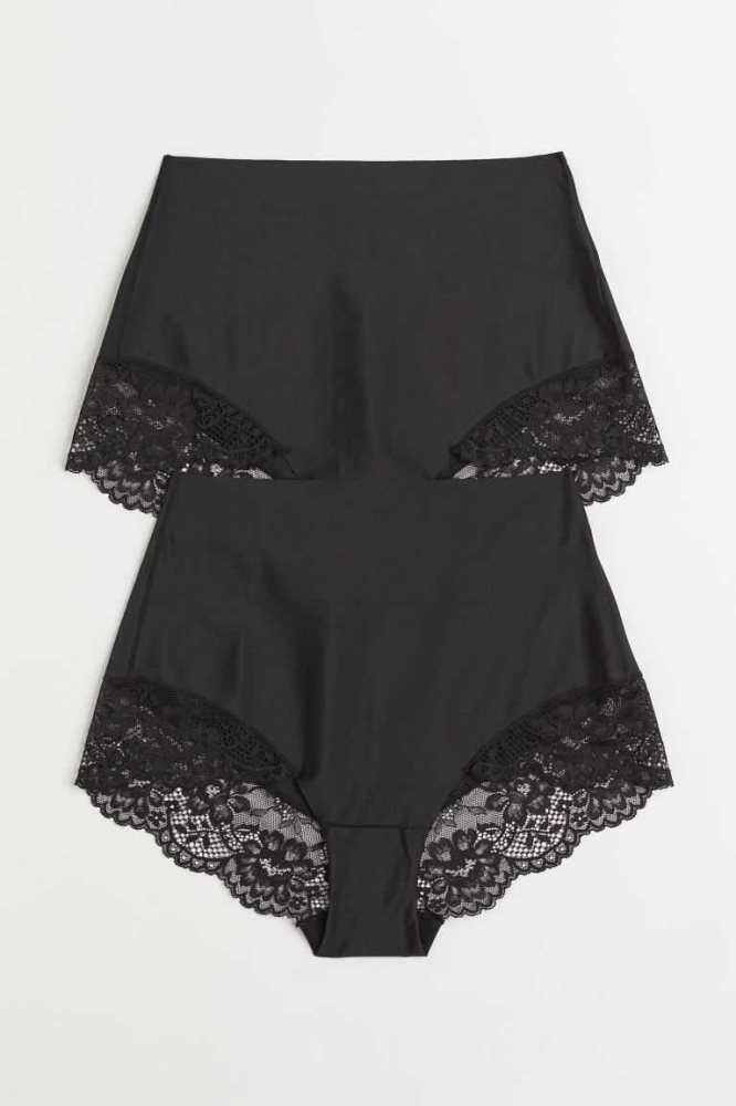 Lencería H&M 2-pack Light Shaping Briefs Mujer Negros | 021387MHK