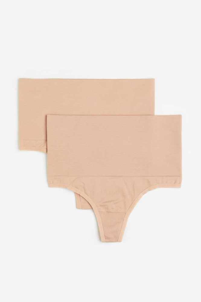 Lencería H&M 2-pack Medium Shaping Thongs Mujer Blancos | 592876CSZ