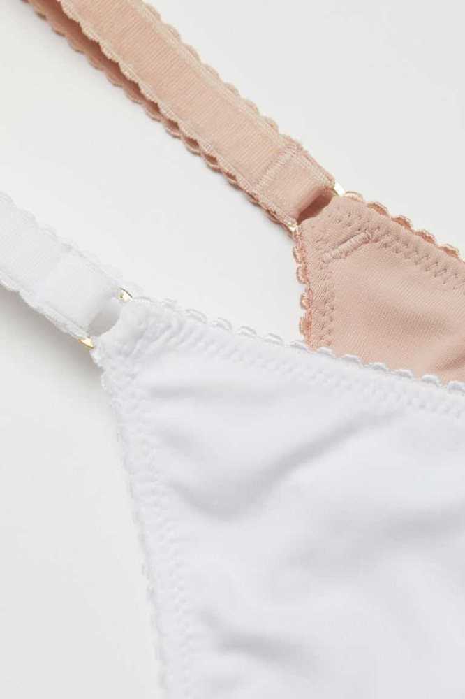 Lencería H&M 2-pack Microfiber Tanga Briefs Mujer Blancos Rosas | 027514FSG