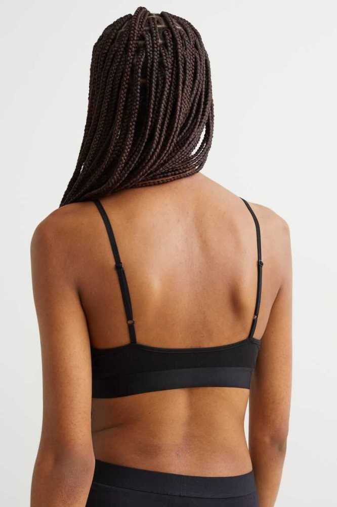 Lencería H&M 2-pack Non-padded Algodon Bra Tops Mujer Rojos Negros | 183956RAZ