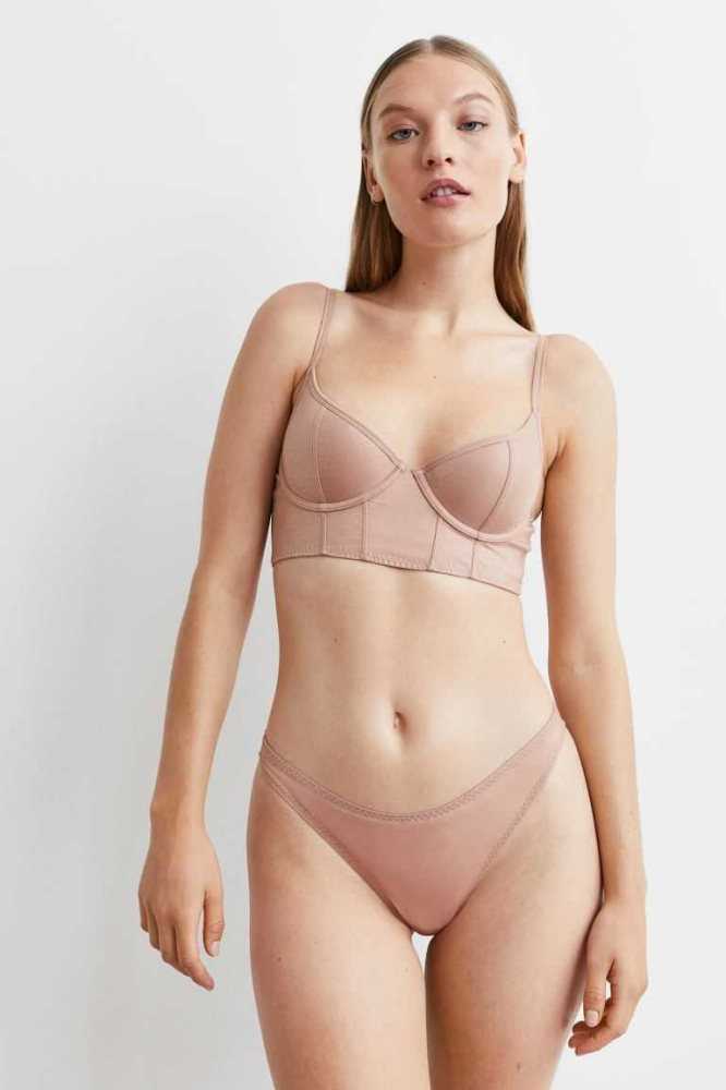 Lencería H&M 2-pack Tanga Briefs Mujer Beige | 470129CIL