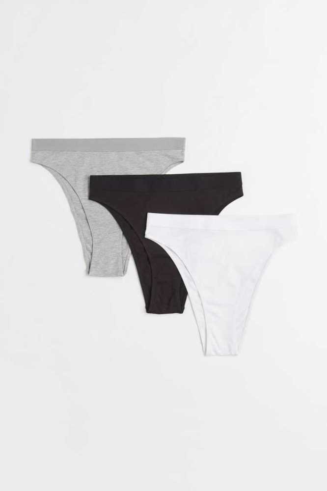 Lencería H&M 3-pack Brazilian Briefs Mujer Negros | 419035BXD