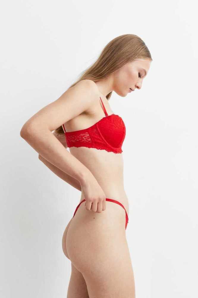 Lencería H&M 3-pack Encaje Tanga Briefs Mujer Rojos | 174390OKL