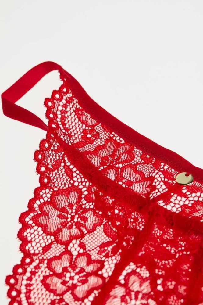 Lencería H&M 3-pack Encaje Tanga Briefs Mujer Rojos | 174390OKL