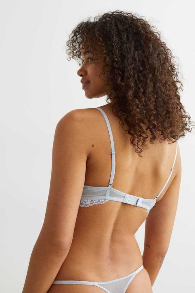 Lencería H&M 3-pack Encaje Tanga Briefs Mujer Azules Claro Creme | 270458OTK