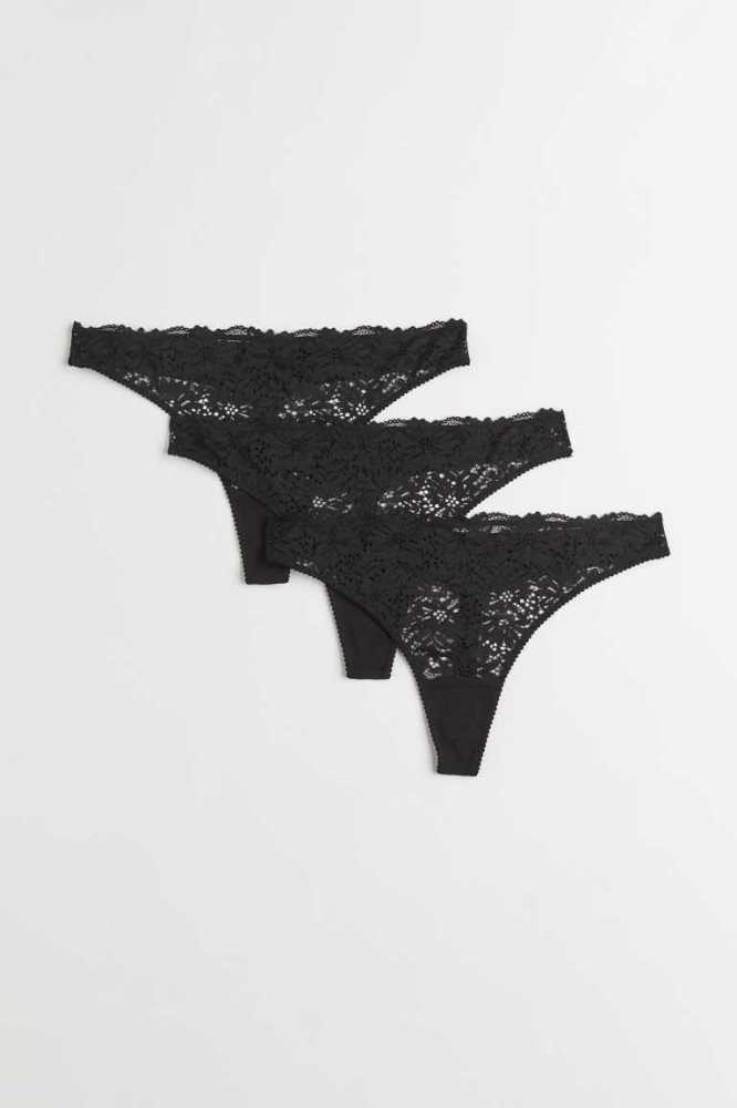 Lencería H&M 3-pack Encaje Tanga Briefs Mujer Rojos | 610325IGA