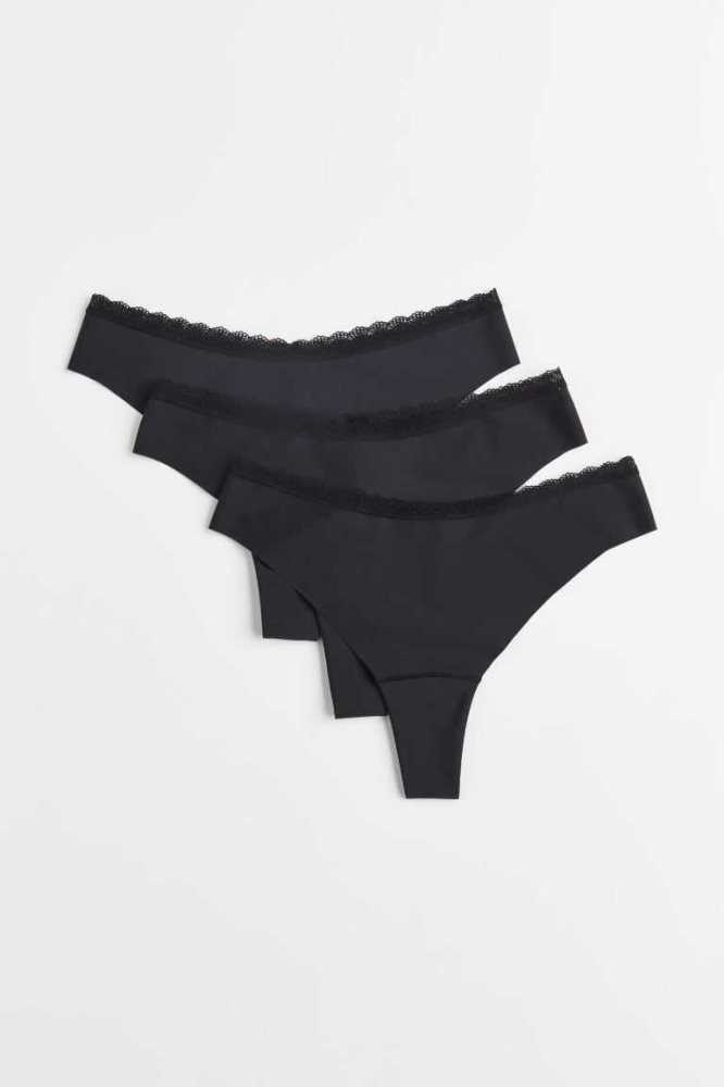 Lencería H&M 3-pack Jersey Invisible Brazilian Briefs Mujer Rosas Claro Blancos Beige | 039784IGD