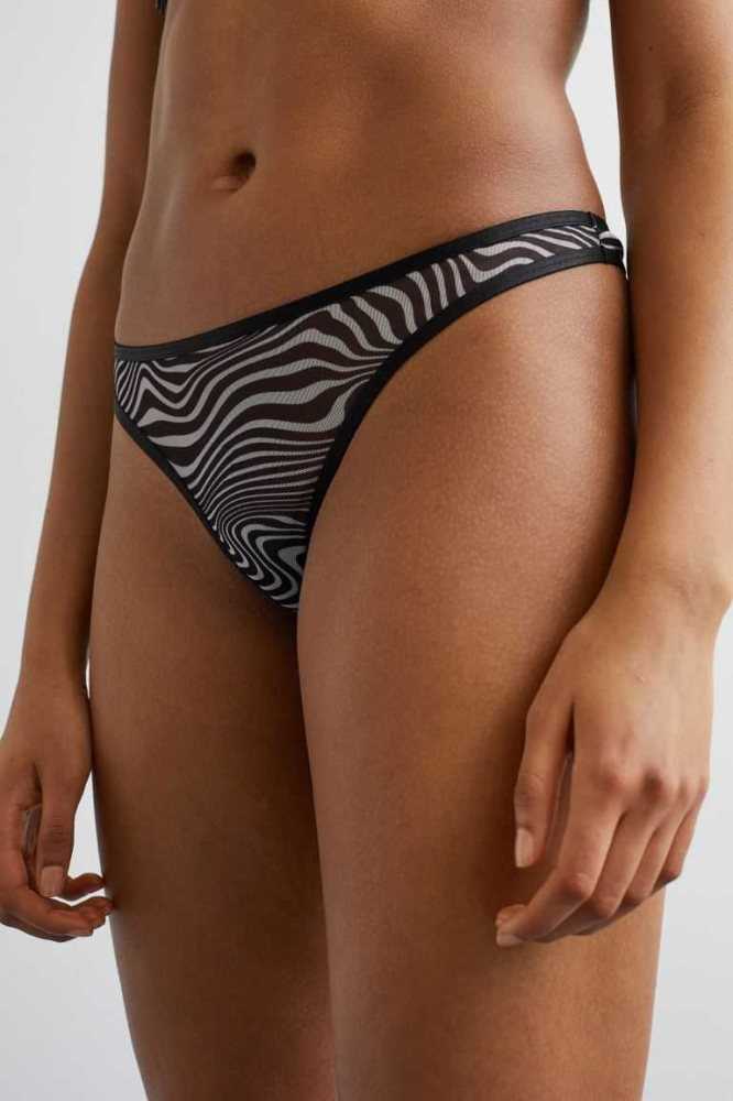 Lencería H&M 3-pack Mesh Tanga Briefs Mujer Rojos Negros | 405268FVQ