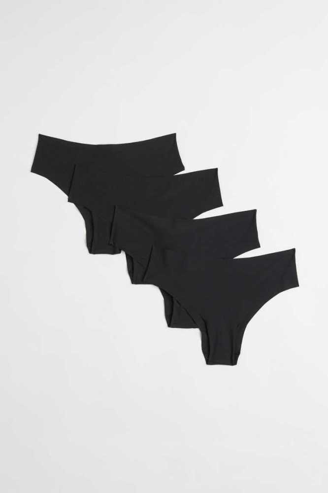 Lencería H&M 4-pack Invisible Hipster Briefs Mujer Negros | 127986IDT