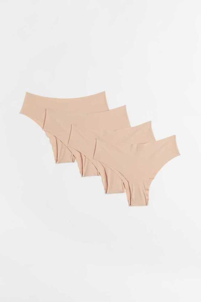 Lencería H&M 4-pack Microfiber Hipster Briefs Mujer Beige Claro | 123850GBW