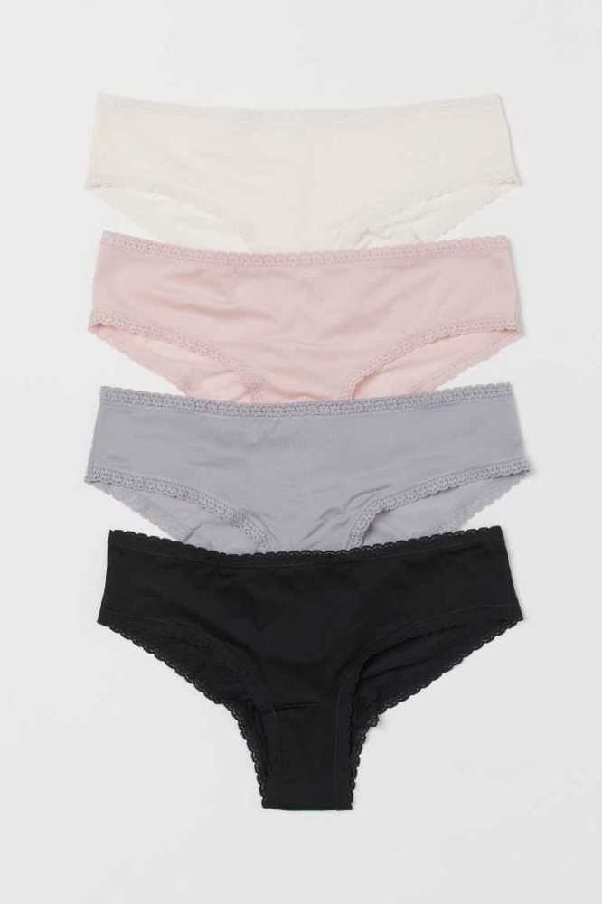 Lencería H&M 4-pack Microfiber Hipster Briefs Mujer Beige | 714239DLX