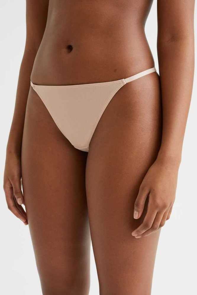 Lencería H&M 5-pack Algodon Tanga Briefs Mujer Beige | 185624KZR