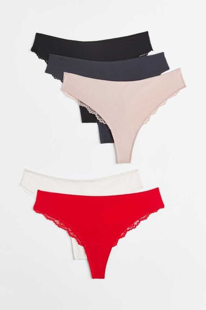 Lencería H&M 5-pack Brazilian Briefs Mujer Negros | 175924UWP