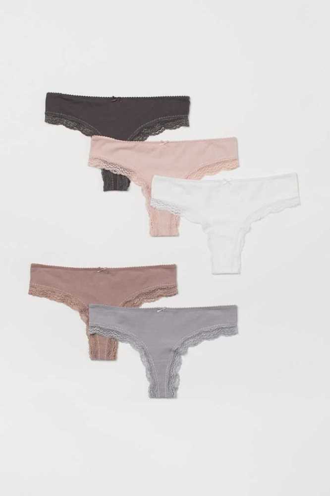 Lencería H&M 5-pack Brazilian Briefs Mujer Azules Claro Rosas Blancos | 750296AGS