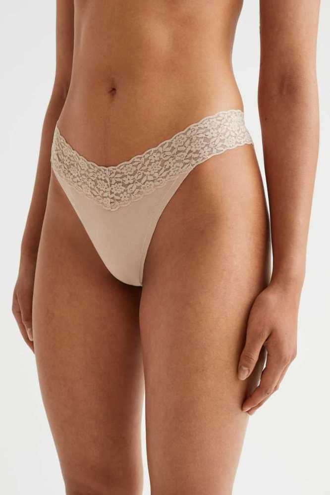 Lencería H&M 5-pack Encaje Tanga Briefs Mujer Rojos Oscuro Blancos Morados | 602184CYI