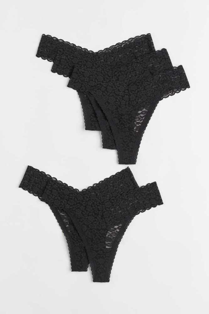 Lencería H&M 5-pack Encaje Tanga Briefs Mujer Rosas Claro Morados Claro Amarillos | 709352KDY