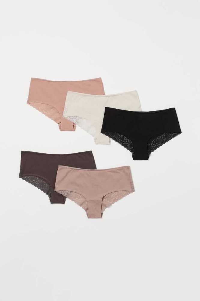 Lencería H&M 5-pack Hipster Briefs Mujer Grises Oscuro Blancos Rosas Claro | 704586GXD