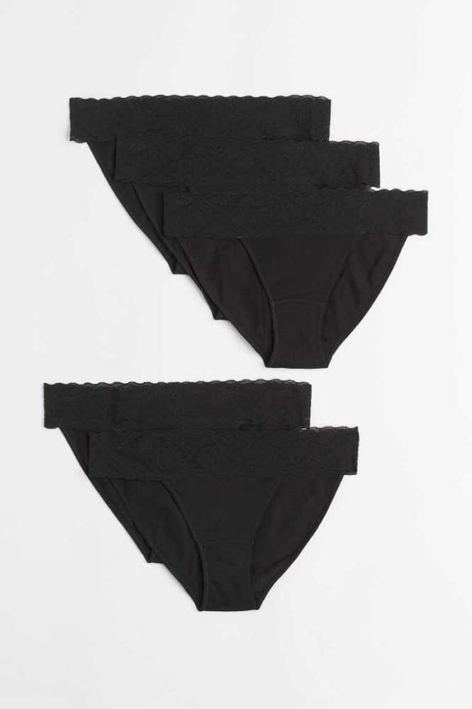 Lencería H&M 5-pack Jersey Bikini Briefs Mujer Negros | 753281AZH