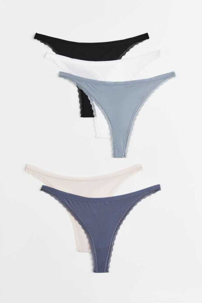 Lencería H&M 5-pack Jersey Tanga Briefs Mujer Azules Rosas Claro | 708315OSH