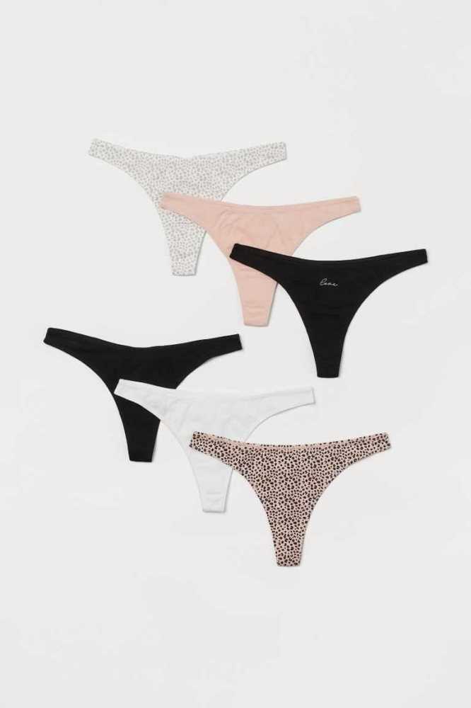 Lencería H&M 6-pack Tanga Briefs Mujer Blancos | 387146SJH