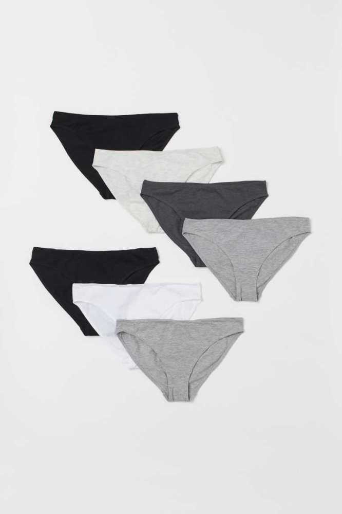 Lencería H&M 7-pack Algodon Bikini Briefs Mujer Rosas Grises Claro | 839402SKZ