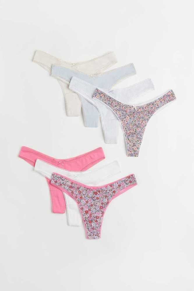 Lencería H&M 7-pack Jersey Brazilian Briefs Mujer Blancos | 095261NCK