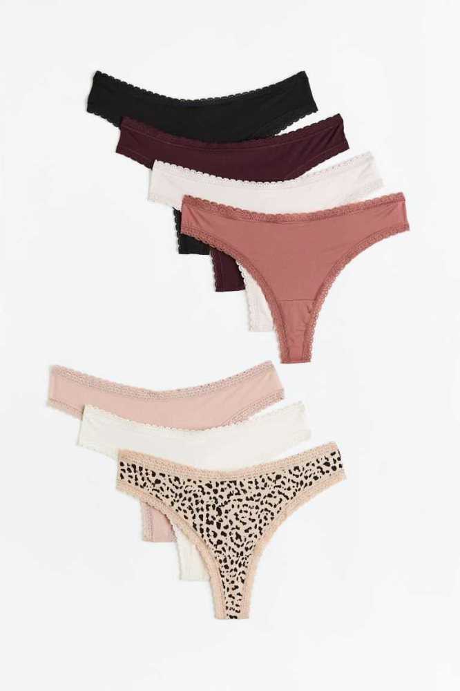 Lencería H&M 7-pack Jersey Brazilian Briefs Mujer Rosas Oscuro Blancos Azules | 530614LGB