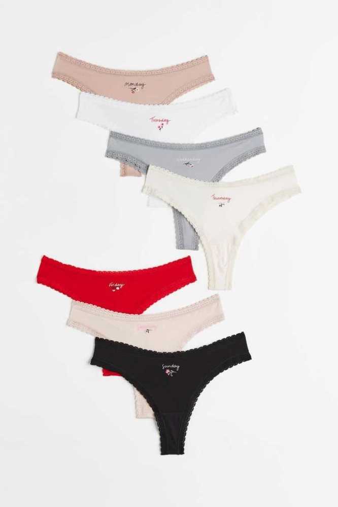 Lencería H&M 7-pack Jersey Brazilian Briefs Mujer Rosas Oscuro Blancos Azules | 530614LGB