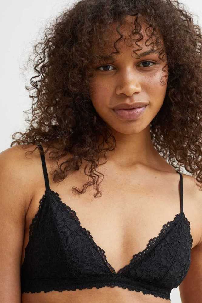 Lencería H&M Acolchado Encaje Bra Mujer Negros | 274305OQP